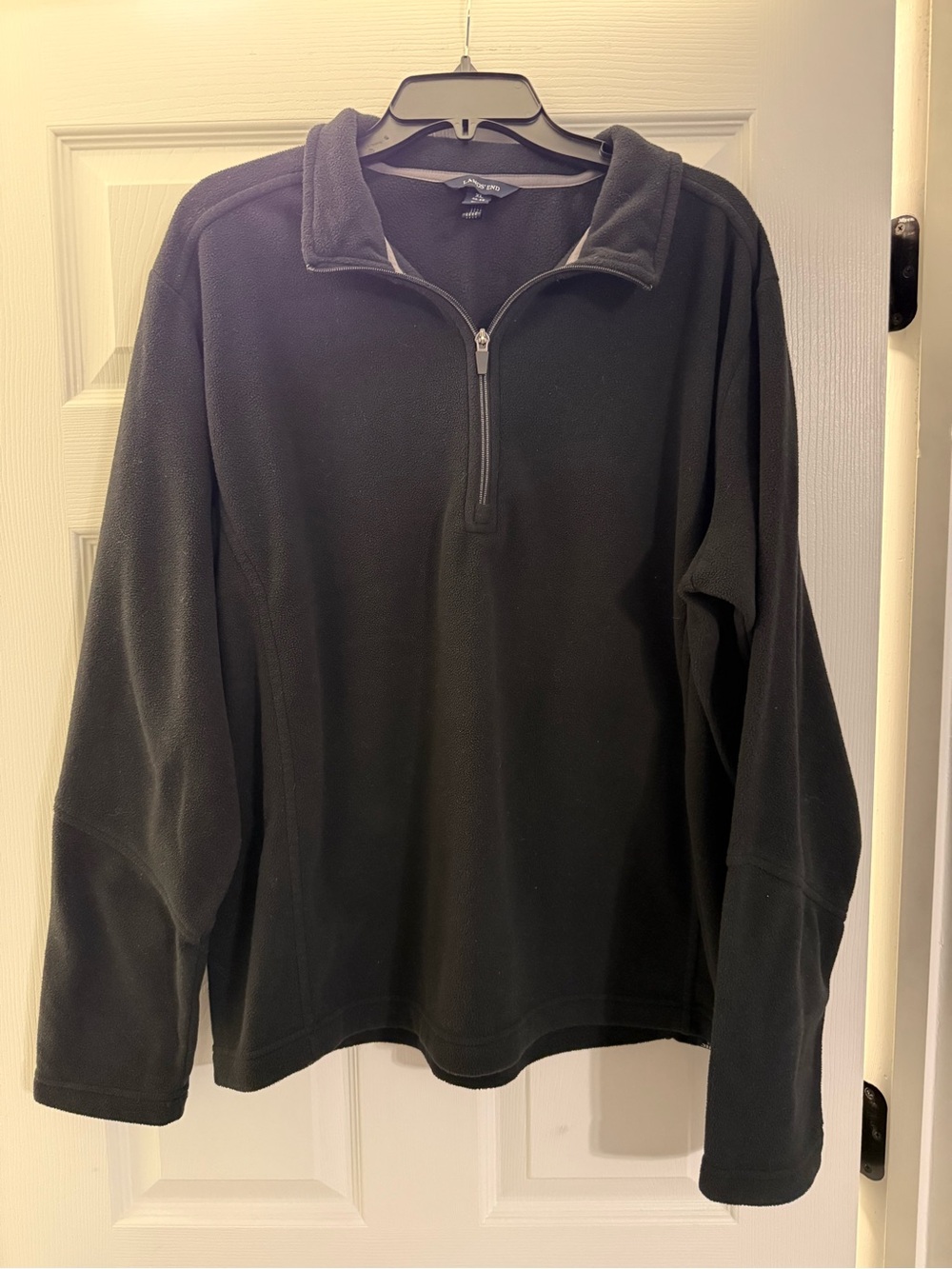 Men's Lands End Black Quarter-Zip Fleece Pullover